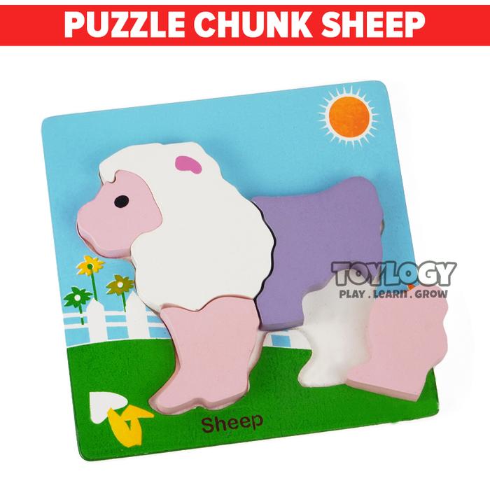 Gambar Puzzle Anak 3D Mainan Kayu Edukasi Puzzle Chunky Domba Sheep Pazel dari Toylogy undefined Tokopedia