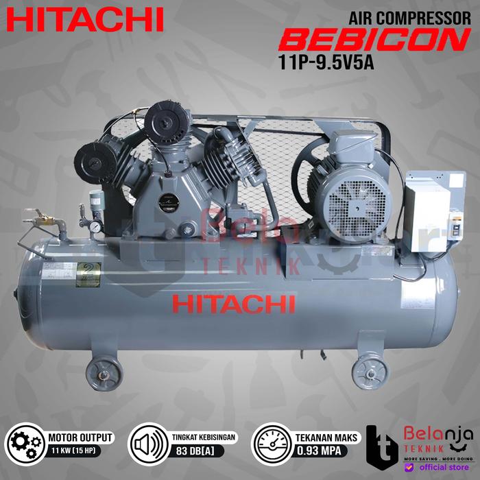HITACHI エアーコンプレッサー 11U-9.5V5 15馬力/三相200V(50Hz) 動作