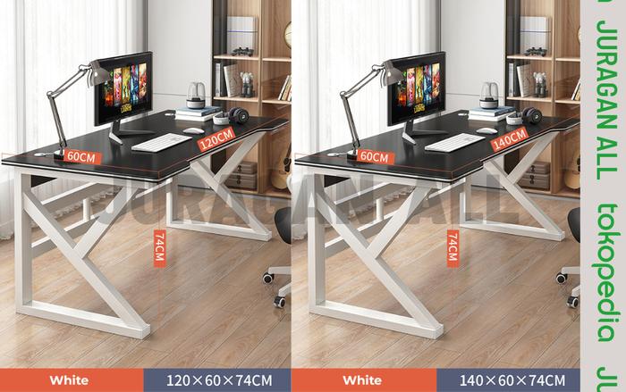 Gambar MEJA KOMPUTER KAYU/PC/BELAJAR/KERJA/GAMING/ MEJA RUMAH MINIMALIS - Putih, S:120*60*74cm dari Juragan All undefined Tokopedia