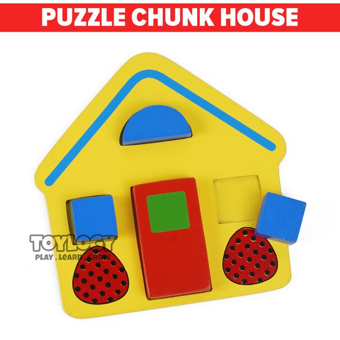 Gambar Puzzle Anak 3D Mainan Kayu Edukasi Puzzle Chunky Bentuk Rumah Pazel dari Toylogy undefined Tokopedia