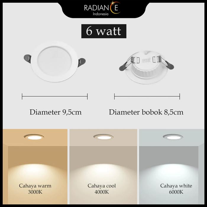 Gambar Downlight Led Slim Bulat Putih Cahaya Putih Natural Warm White Tanam - 6watt, Natural dari Radiance Indonesia undefined Tokopedia