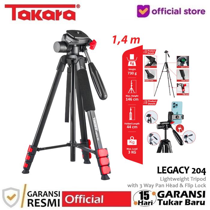 Gambar Takara LEGACY 204 Lightweight Tripod Fluid Head for Camera Smartphone - Tripod Only dari Takara Indonesia undefined Tokopedia
