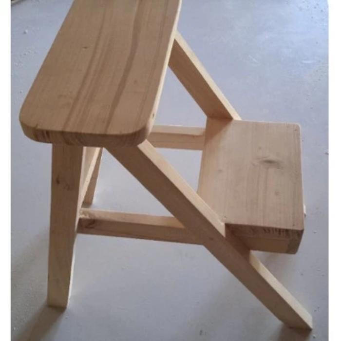 Jual kursi tangga/ kursi duduk pijakan kayu jati Belanda natural - Kab ...