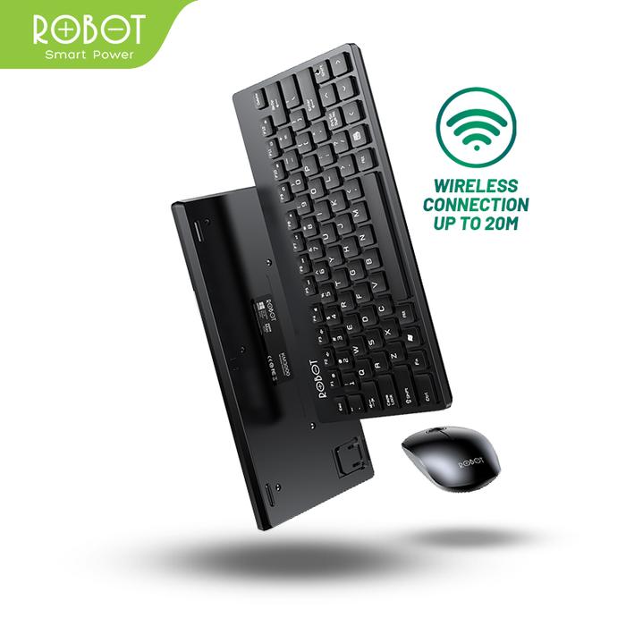 Gambar ROBOT Portable Mini Wireless Keyboard and Mouse Combo Black/RED KM3000 - Hitam dari ROBOT Audio Indonesia undefined Tokopedia