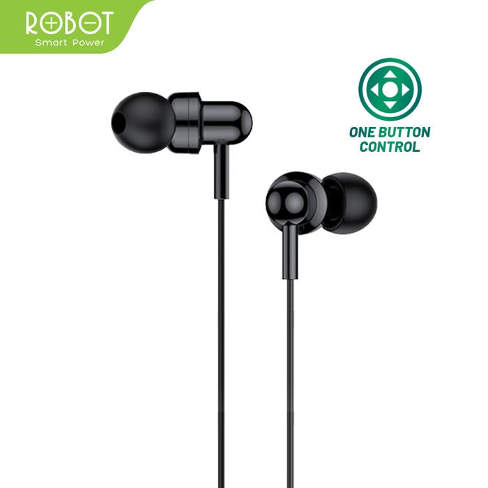 Gambar Headset Robot RE20 Wired Headset Earphone Bass Android iPhone Original - Hitam dari ROBOT Audio Indonesia undefined Tokopedia