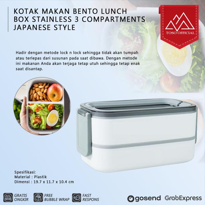 Gambar KOTAK MAKAN BENTO LUNCH BOX STAINLESS 3 COMPARTMENTS JAPANESE STYLE dari Toso Mart undefined Tokopedia