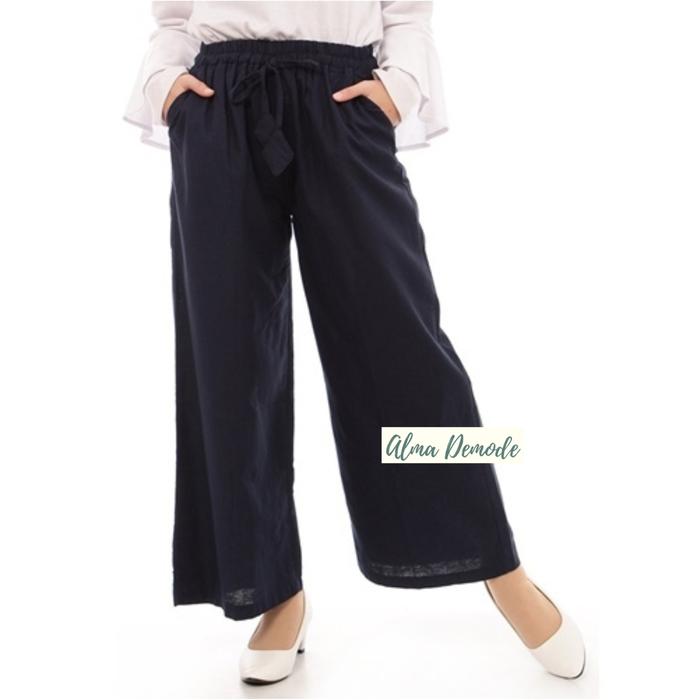 Gambar Celana Kulot Coullote Panjang, Celana Kulot Wanita Linen Milo - Hitam dari AlmaDemode undefined Tokopedia