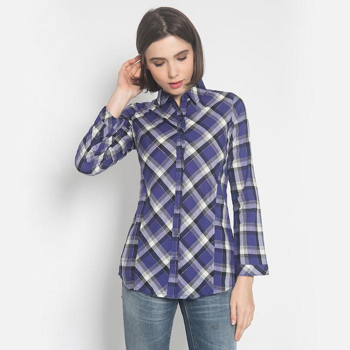 Gambar LGS - Kemeja Wanita - Kotak - Ungu - Slim Fit LSH.380.Z1448L.639.C - M dari LGSgeneration undefined Tokopedia