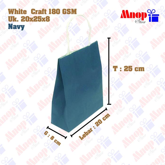 Gambar paperbag polos/ paperbag sos / paperbag custom - Navy, 20x8x25(pxlxt) dari Mnop Store_NEW undefined Tokopedia