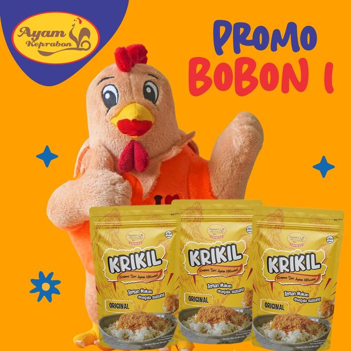 Gambar KRIKIL - Kremes Ayam Keprabon Rasa Original (100 Gr) & Boneka ABON - PROMO BOBON 1 dari Ayam Keprabon Kab. Sukoharjo Tokopedia