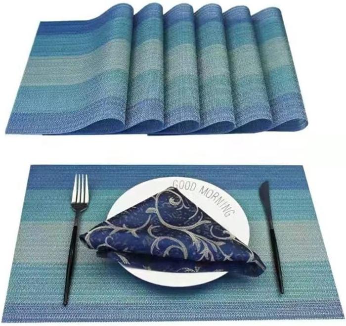 Gambar Alas Piring Makan / Placemat Tatakan Piring Ringan - Biru dari Home Decor Zega undefined 4 Tokopedia