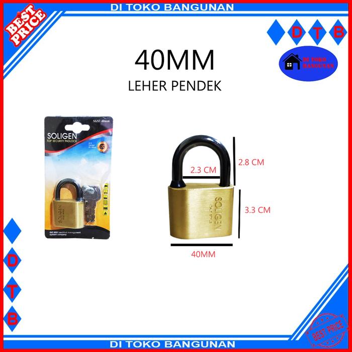 Gambar Gembok Baja Hitam Pendek - Panjang SOLIGEN Varian Ukuran 40-50-60 mm - 40 MM PENDEK dari Di Toko bangunan undefined Tokopedia