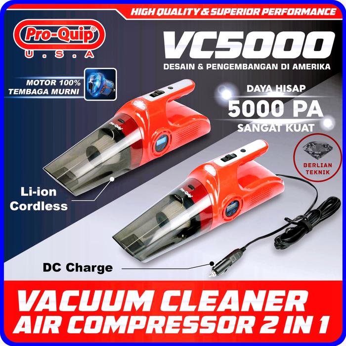 Gambar Vacuum Cleaner Portable Cordless Proquip VC 5000 Air Compressor 2 in 1 dari BERLIAN TEKNIK JKT undefined Tokopedia