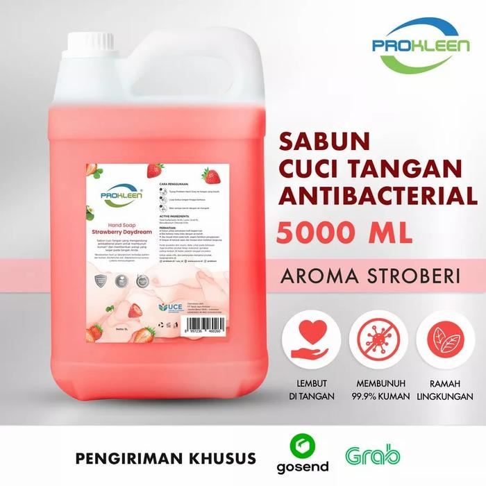 Gambar Sabun Cuci Tangan Antiseptik HAND SOAP PROKLEEN 5L (GOSEND/GRAB) - Strawberry dari United Cleaning Citayam undefined Tokopedia