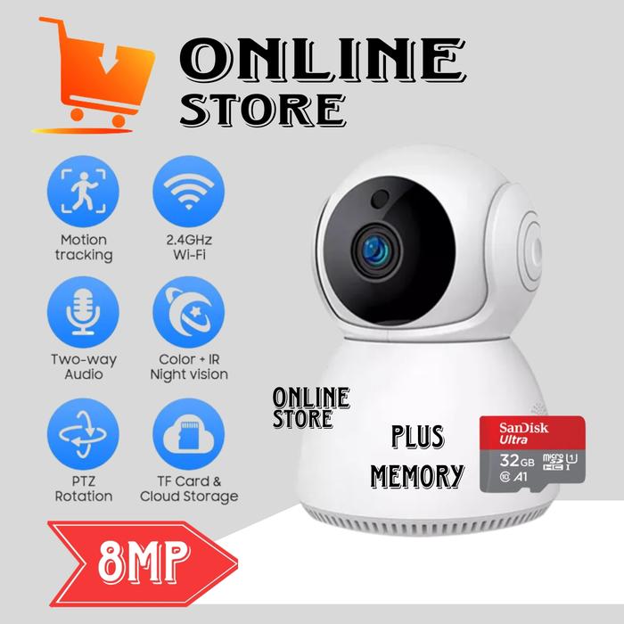V380 IP CAMERA MINI 2MP HD 1080P WIRELESS CCTV SNOWMAN SANDISK 32GB di  Online Store Tokopedia