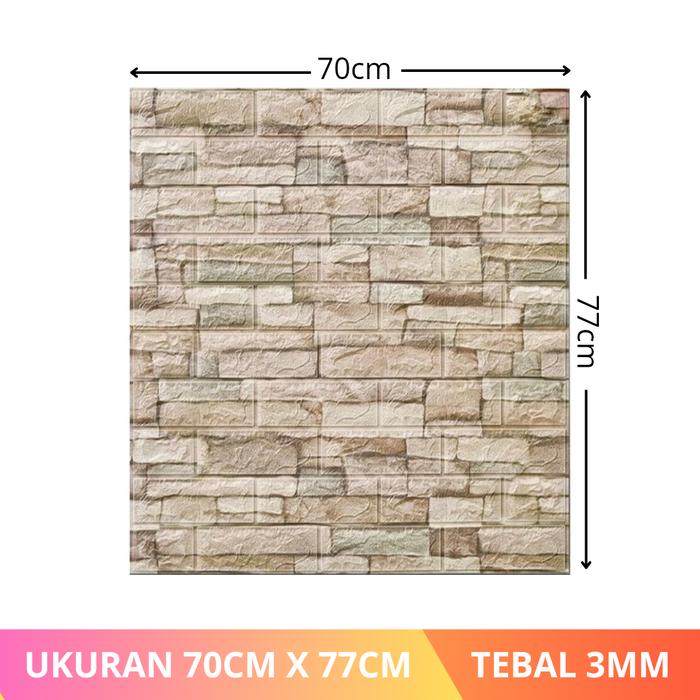 Gambar Wallpaper Dinding 3D Foam Wallfoam Bata Batu Alam 70cm x 77cm - Batu Alam Cream, 70x77cm dari one1store.ID undefined Tokopedia