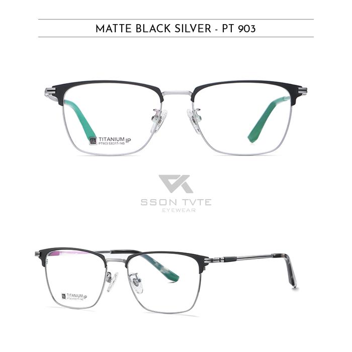 Gambar Kacamata Pria Anti Radiasi Komputer Frame Kotak Titanium Sson Tvte 903 - Black Silver, Frame Only dari Sson Tvte undefined Tokopedia
