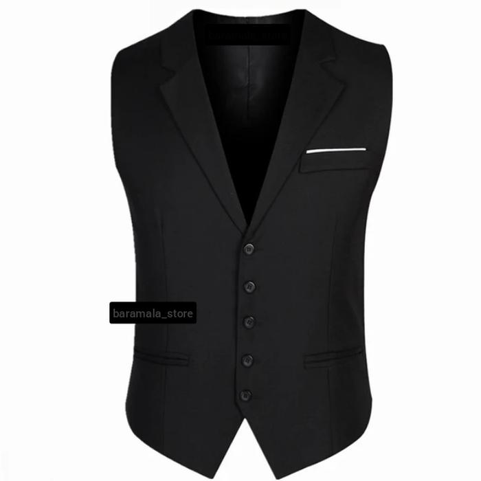 Gambar Rompi Jas Pria Berkerah - Vest Formal - Hitam, L dari barmalastore undefined Tokopedia