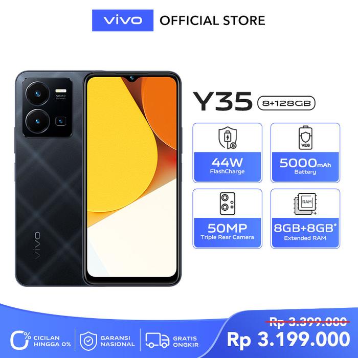 Gambar vivo Y35 (8/128) - RAM 8GB+8GB Extended, 44W FlashCharge+5000mAh - Agate Black dari vivo Indonesia undefined Tokopedia