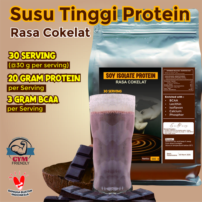 Gambar INSTANS SOY PROTEIN ISOLATE 100% PURE | Substitusi WHEY PROTEIN - Coklat, 500 gram dari Naturasia healthy Store undefined Tokopedia
