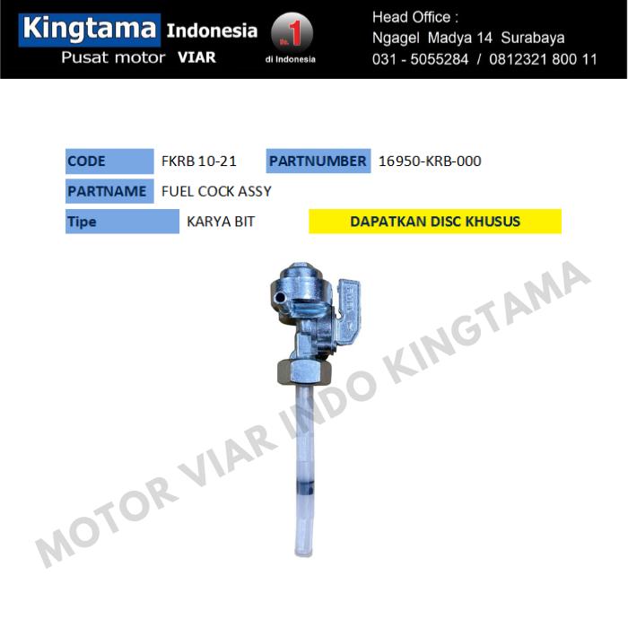 Gambar COCK ASSY FUEL KARYA /KRAN BENSIN MOTOR RODA TIGA VIAR KARYA - BIT(100CC) dari MOTOR VIAR INDONESIA undefined Tokopedia