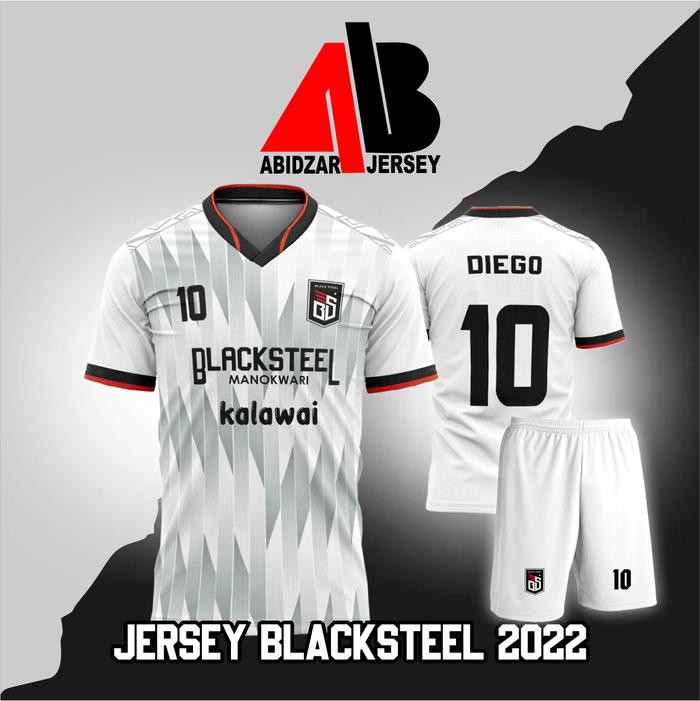 Gambar JERSEY FUTSAL BLACKSTEEL MANOKWARI 1 SET CELANA - Putih, L dari Abidzar Jersey undefined Tokopedia