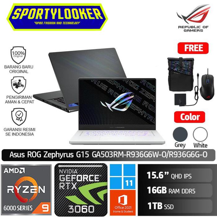 Jual ASUS ROG Zephyrus G15 GA503RM R936G6G R9 RTX3060 6G 16G