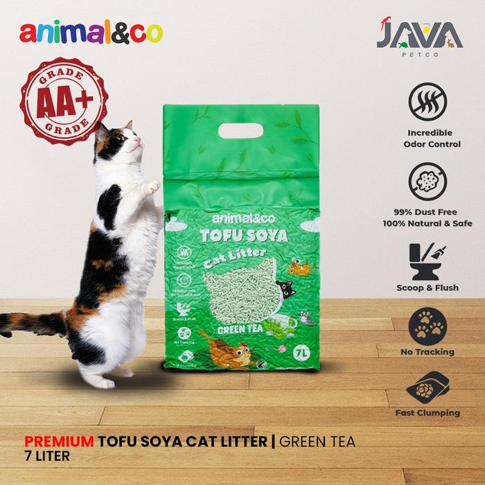 Gambar AnimalnCo Pasir Kucing Gumpal Soya Baby Powder  - Pasir Tofu Cat Litter 7L - green tea dari Java Petco undefined Tokopedia