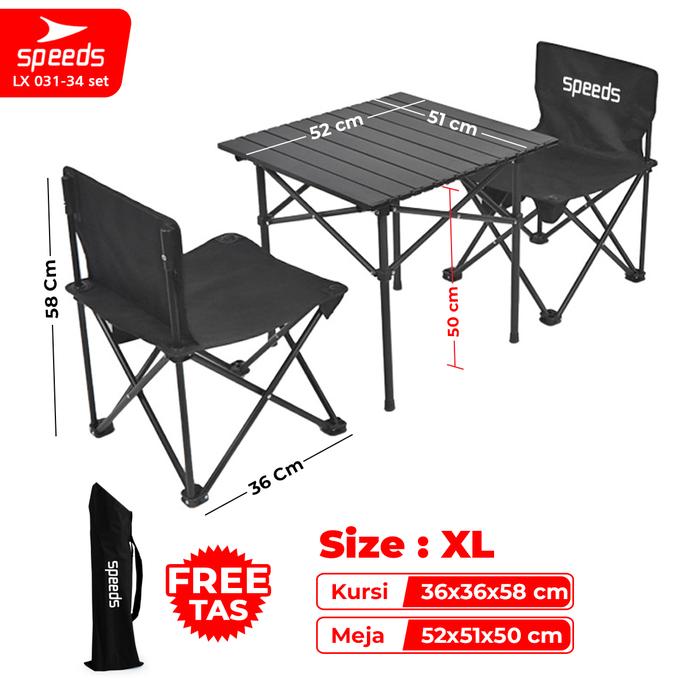 Gambar SPEEDS Set Kursi Meja Lipat Rekreasi Folding Portable Camping 031-35 - 031-36 + 2K XL dari Calary Toys undefined Tokopedia