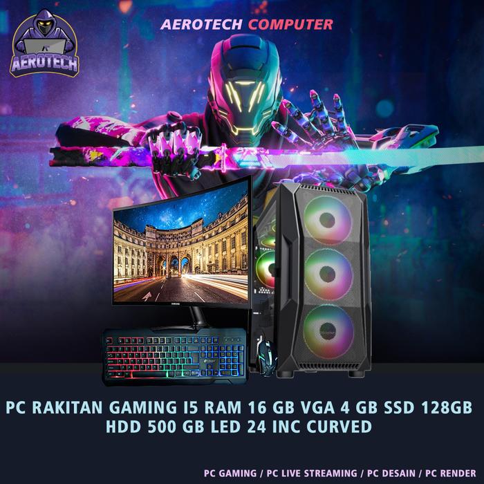 Gambar PC RAKITAN CORE i5|MONITOR|KEYBOARD MOUSE UNTUK GAME EDITING FULL SET - PC+LED 24 INCH, GT 730 4GB/16GB dari Aerotech Com undefined Tokopedia
