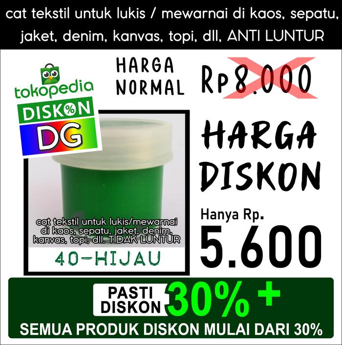 Gambar Cat Lukis / Kanvas / Tekstil - warna Hijau - utk lukis kaos/tas/sepatu dari DG Online undefined Tokopedia