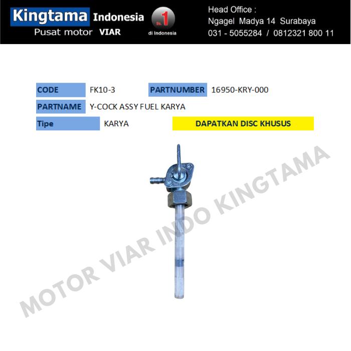 Gambar COCK ASSY FUEL KARYA /KRAN BENSIN MOTOR RODA TIGA VIAR KARYA - 150,200,300CC dari MOTOR VIAR INDONESIA undefined Tokopedia