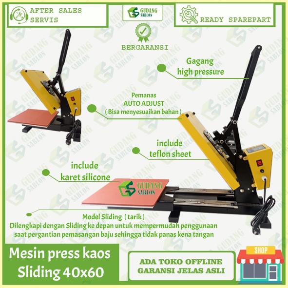 Gambar Mesin Press Kaos SLIDING 40x60 / Hot press Sliding - Sliding 40x60 dari GUDANG SABLON DIGITAL undefined Tokopedia