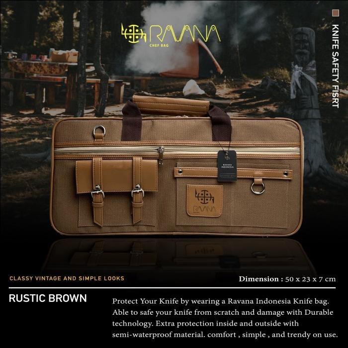 Gambar RAVANA KNIFE BAG | TAS PISAU | KULIT Dan DENIM | 12 SLOT KNIFE BAG - Rustic Brown dari TweezerChef undefined Tokopedia