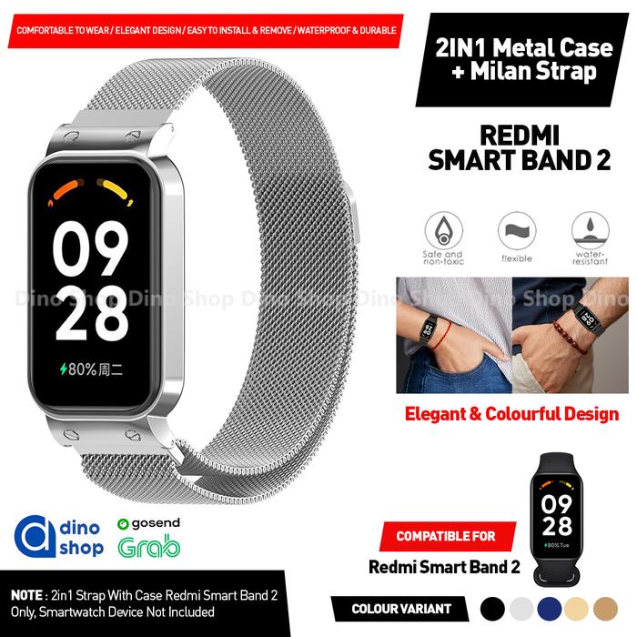 Gambar Milan 2in1 Stainless Strap Bumper Frame Case for Redmi Smart Band 2 - SILVER dari Dino Shop undefined Tokopedia