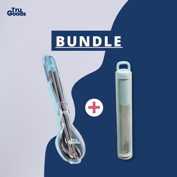 Gambar Cutlery Set Pocket + Pocket Straw - 2 pcs - CtlryBlue&Mint dari Tru Goods_NEW undefined Tokopedia