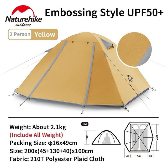Gambar TENDA PROFESSIONAL 2 NATUREHIKE NH18Z022-P CAMPING 2P ORANG P SERIES - DeadLeafYellow dari Bai Outdoor undefined Tokopedia