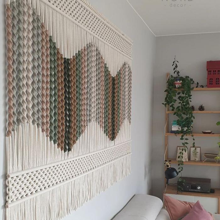 Gambar Large macrame wall hanging Home decor macre, Hiasan dinding Macrame dari Aimee Handcraft undefined Tokopedia
