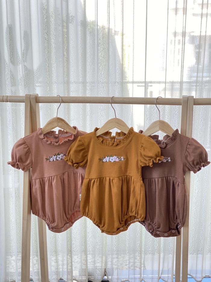 Cocopop Baby COCO Flower Jumper Set Baju Polos Kaos Katun Anak Cotto  Berry PInk, S(0-6M)