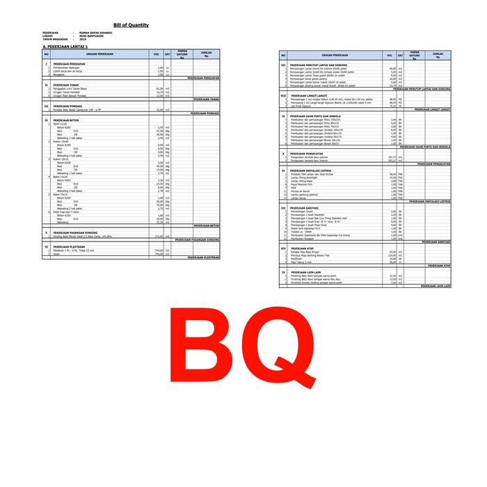 Jual Rencana Anggaran Biaya | Bill of Quantity | Backup Volume Material ...