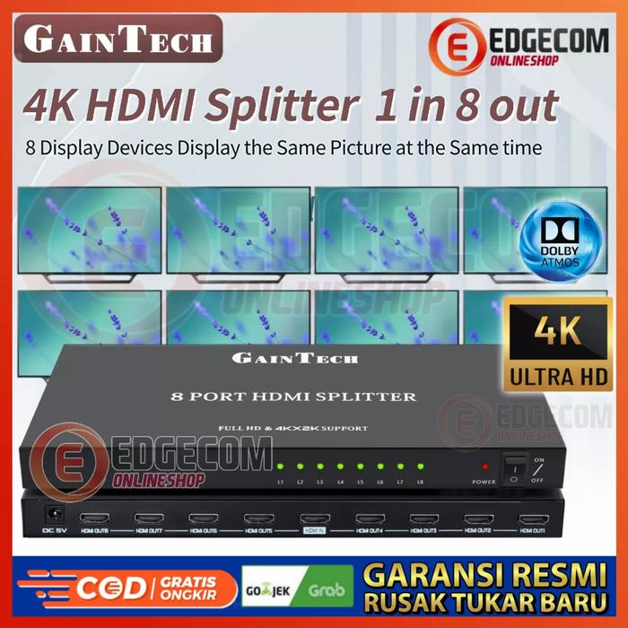 Gambar HDMI Spitter 1-8 GAINTECH - 8 PORT SPLITTER dari Edgecom undefined Tokopedia