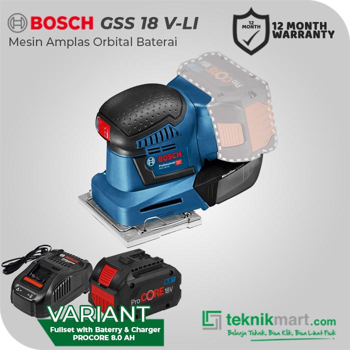 Gambar Bosch GSS 18V-LI 18Volt Cordless Orbital Sander / Mesin Amplas Baterai - PROCORE 8 AH dari Teknikmart undefined Tokopedia