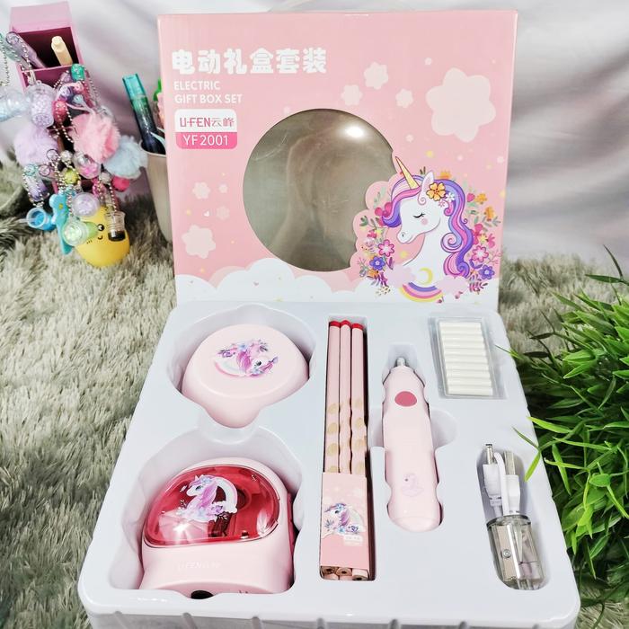 Gambar Paket Alat Tulis Super Komplit isi 6in1 Electric Gift Box Estetik unik - Unicorn Pink dari ADVSTUDIO99 undefined Tokopedia
