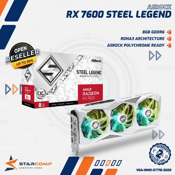 Gambar ASRock Radeon RX 7600 Steel Legend 8GB OC GDDR6 VGA RX7600 dari Starcomp Origin undefined Tokopedia
