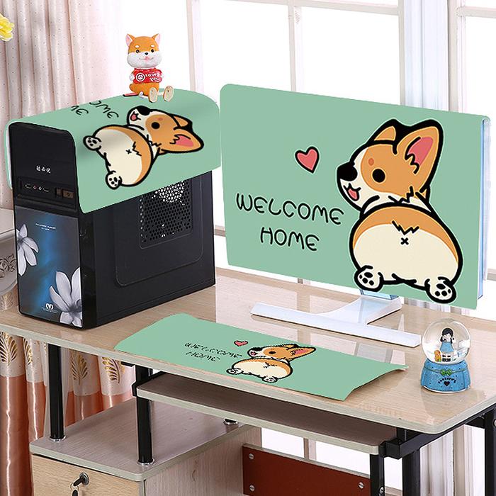 Gambar 3pc Aksesoris computer desktop cover penutup komputer sarung monitor - dog dari Toko Kinderland undefined Tokopedia