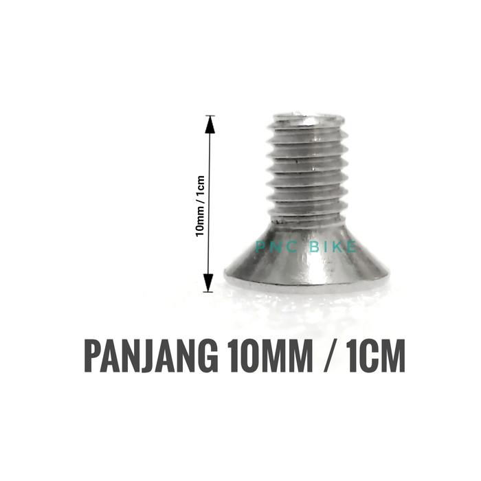 Gambar Baut Cleat Sepatu MTB Stainless Steel Silver Baut Tapal Sepatu Sepeda - 10 MM dari PNC Bike undefined Tokopedia