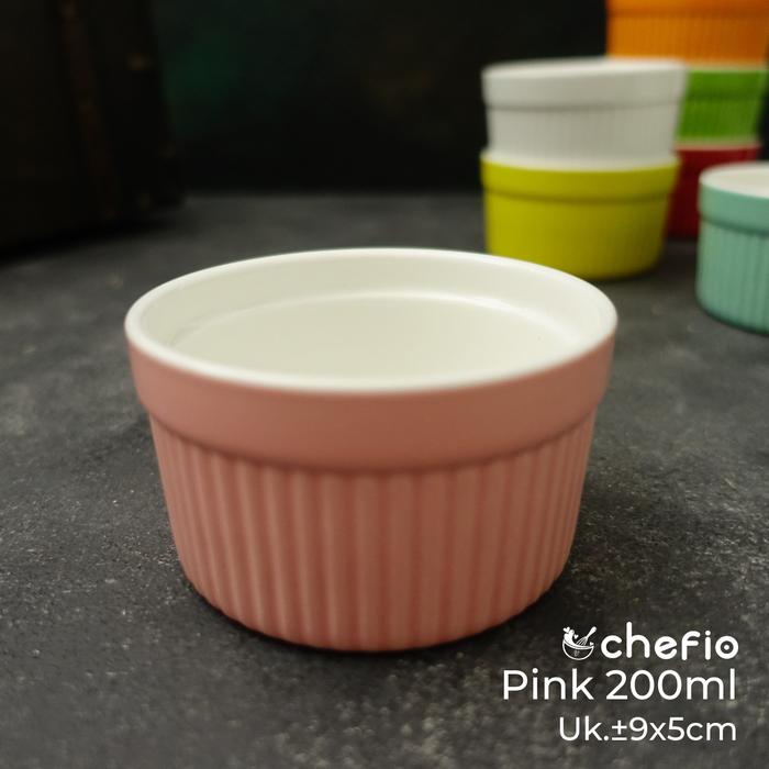 Gambar Ramekin Bowl Ceramic Mangkok Keramik Creme Soufle Brulee Mangkuk Sop - Pink 200ml dari Chefio Kitchenware undefined Tokopedia
