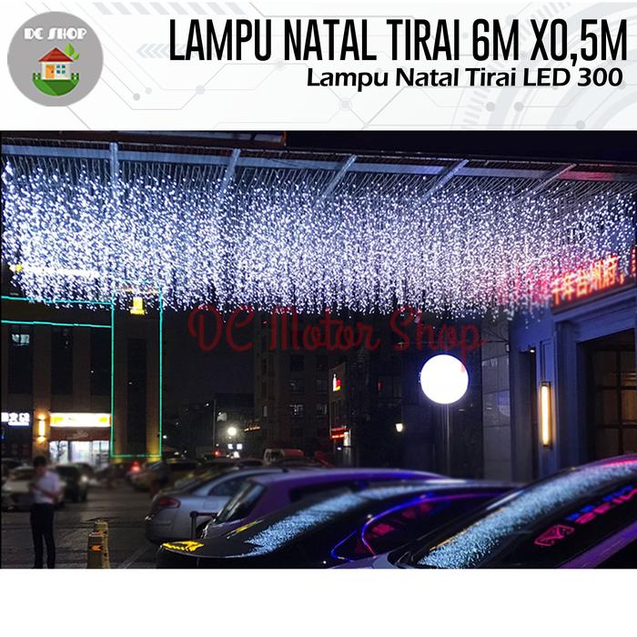 Gambar Lampu Natal Hias Tirai LED 300 LED 6m x 0.5m Curtain Light Lamp Dekor - White dari DC Motor Shop undefined Tokopedia