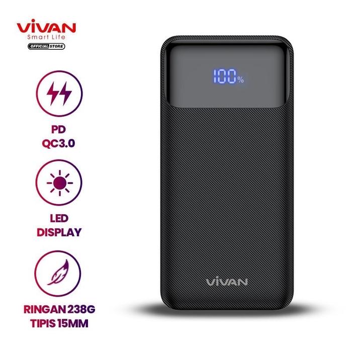 Gambar Power Bank Vivan VPB-X10 Powerbank 10000 mAh 20W Output USB & Type C - Hitam dari Rajacell Bekasi undefined Tokopedia