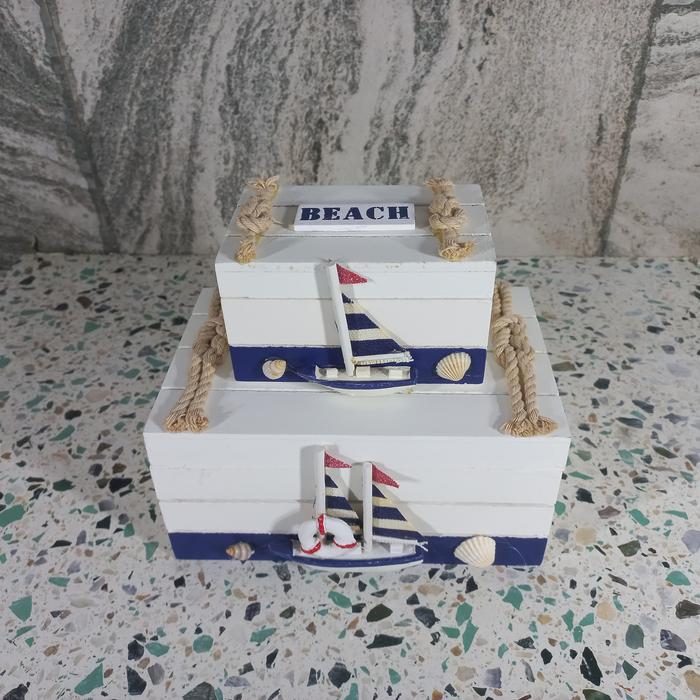 Gambar Kotak Kayu Motif Kapal Layar Dekorasi Pajangan Tema Laut Home Decor dari D&A Mart undefined Tokopedia